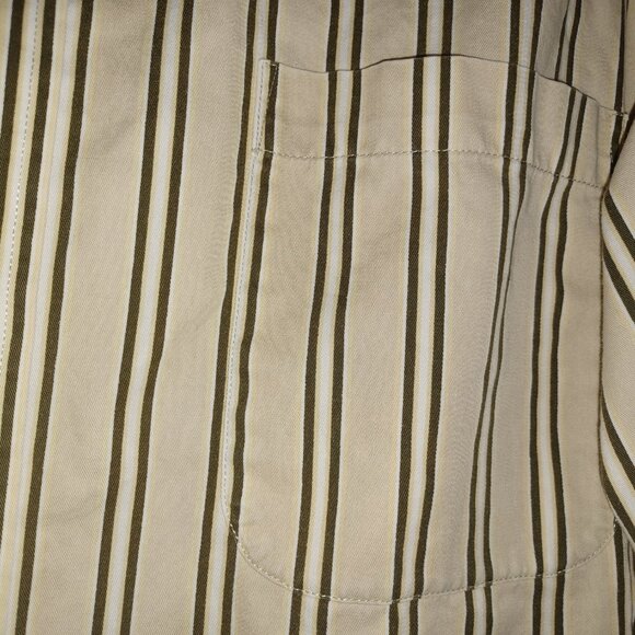 Towncraft Men's Button Up Shirt Medium Brown & Tan Stripes - Picture 5 of 5